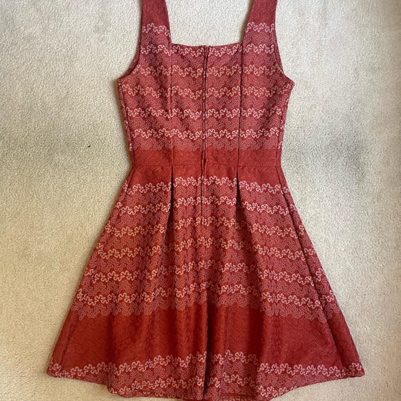 Francesca’s Embroidered Floral Coral Mini Dress - Picture 2 of 10